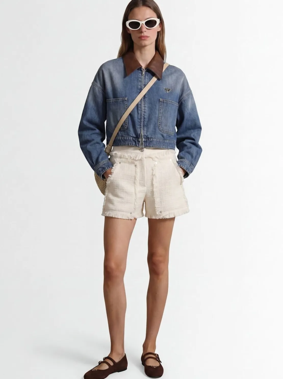 Fringed bouclé shorts