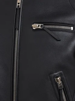 Giacca biker in pelle martellata