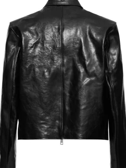Giacca biker in pelle tinta