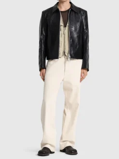Giacca biker in pelle tinta