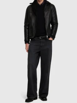 Giacca cerata con shearling