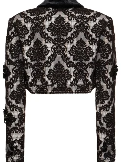 Giacca cropped floccata con perline