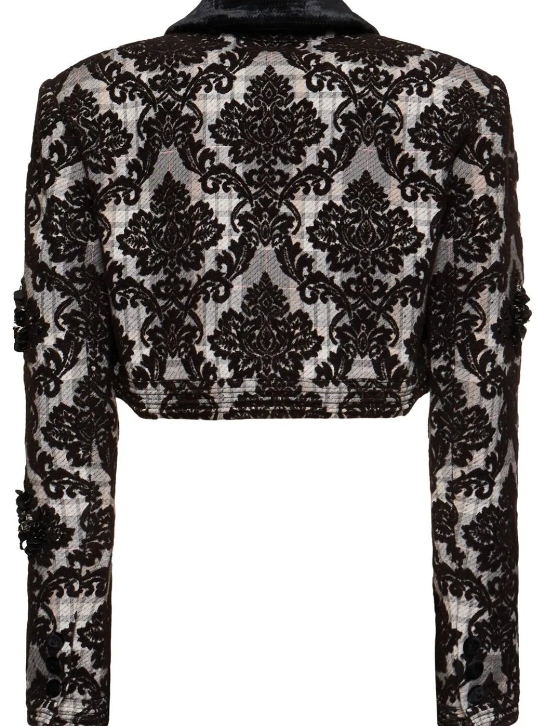 Giacca cropped floccata con perline