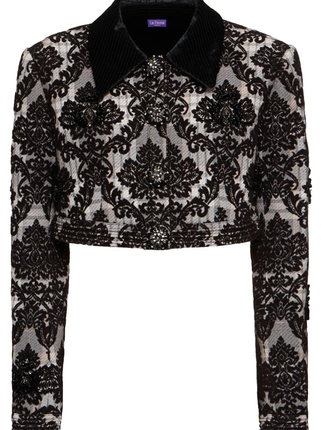 Giacca cropped floccata con perline