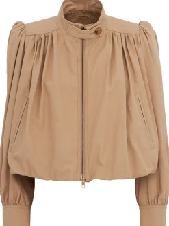 Giacca cropped in tela di cotone