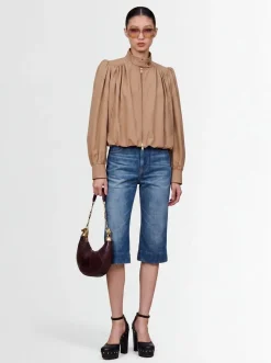 Giacca cropped in tela di cotone