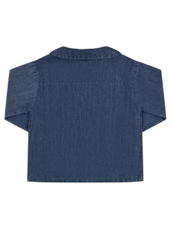 Giacca in denim di cotone e lino