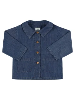 Giacca in denim di cotone e lino