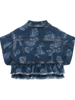 Giacca in denim di misto cotone stampato