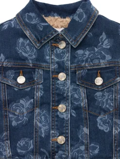 Giacca in denim di misto cotone stampato