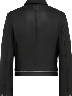 Giacca in pelle con zip e cintura