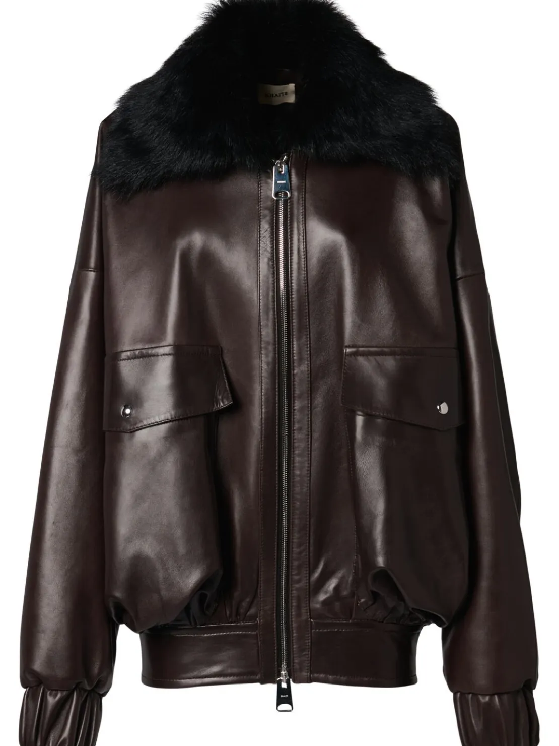 Giacca in pelle Daemon con collo in pelliccia