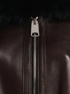 Giacca in pelle Daemon con collo in pelliccia