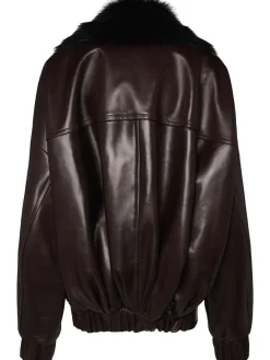 Giacca in pelle Daemon con collo in pelliccia
