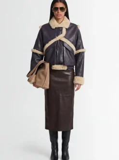 Giacca in pelle e shearling