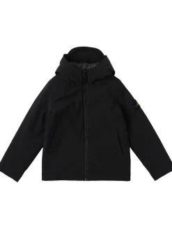 Giacca in softshell di poly con cappuccio