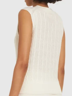Gilet in maglia di cashmere a trecce