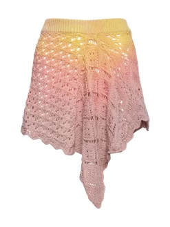 Gonna asimmetrica in cotone crochet