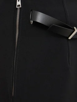 Gonna asimmetrica in nylon con fondo stondato