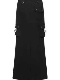 Gonna cargo sartoriale in misto fresco lana