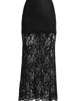 Gonna midi in pizzo stretch
