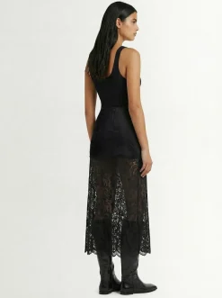 Gonna midi in pizzo stretch