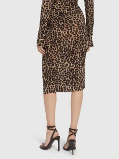Gonna midi jersey di lana stampata