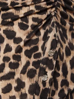 Gonna midi jersey di lana stampata
