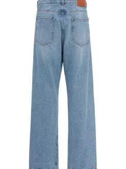 Grass stain loose denim jeans