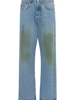 Grass stain loose denim jeans