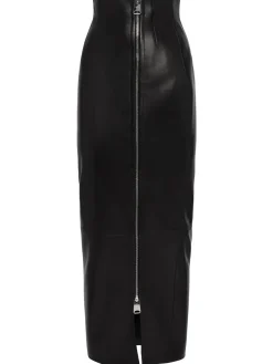 Gres leather a-line midi skirt