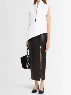 Gres leather a-line midi skirt