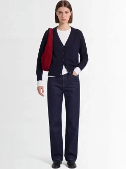 Heavy wool V-neck cardigan