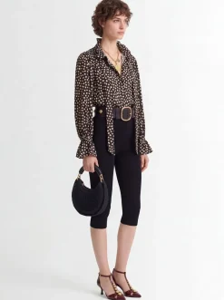Honeycomb knit stretch viscose pants