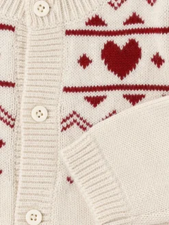 Jacquard knit wool blend cardigan