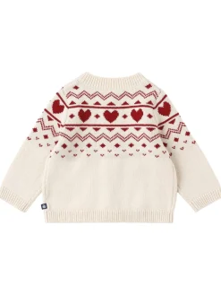 Jacquard knit wool blend cardigan