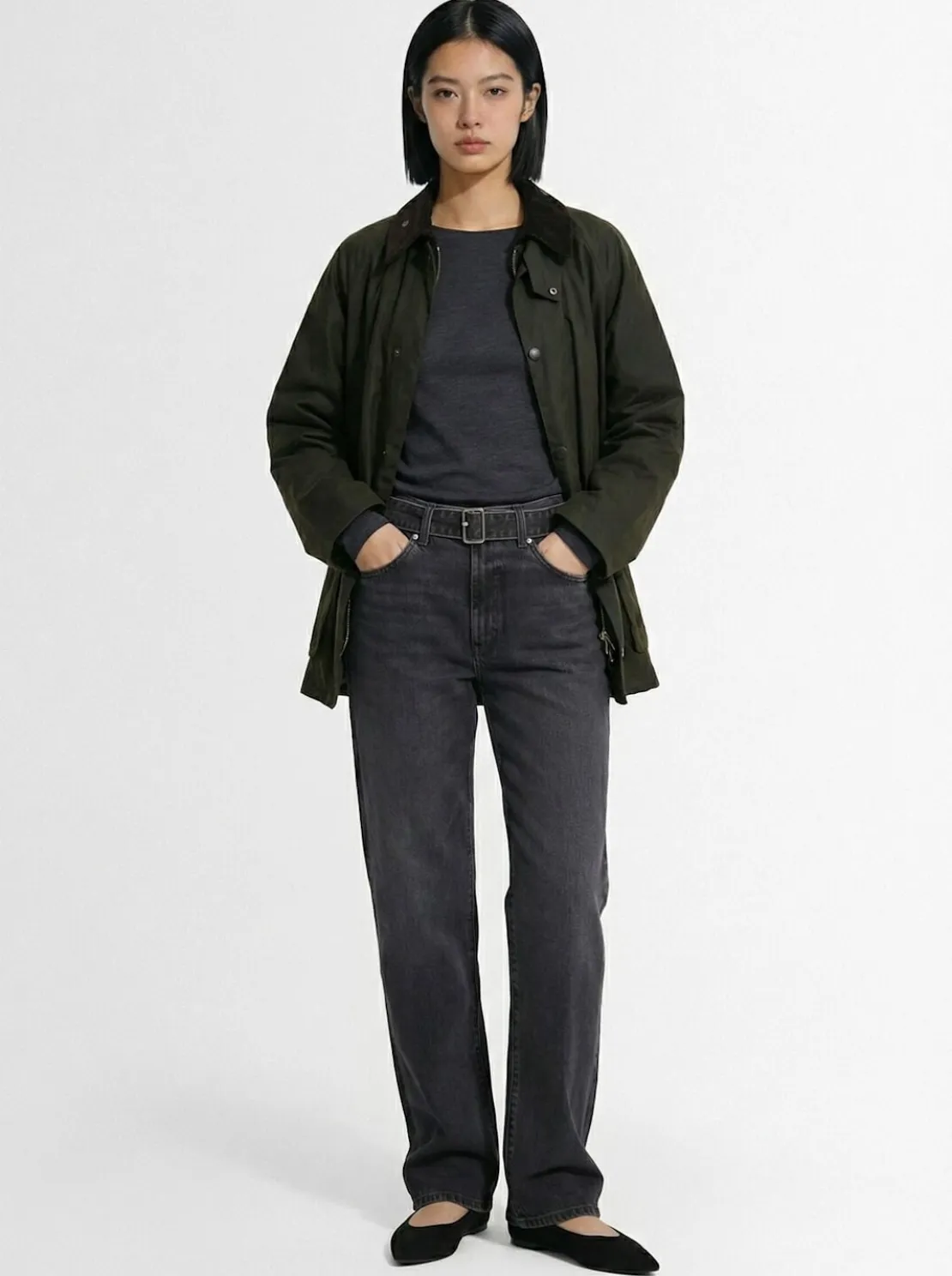 Jeans ampi vita media con risvolto