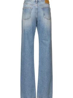 Jeans dritti in denim spalmato