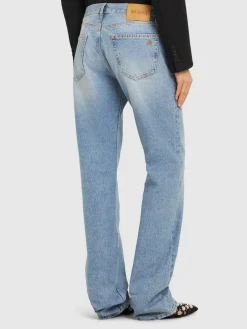 Jeans dritti in denim spalmato