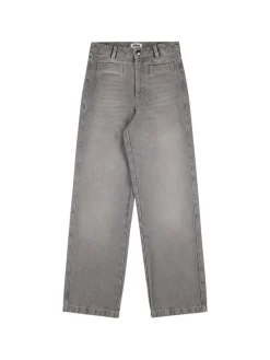 Jeans dritti vita media in denim