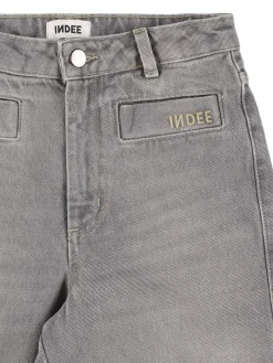 Jeans dritti vita media in denim