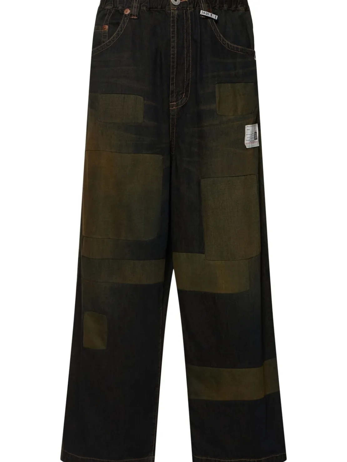 Jeans larghi in denim patchwork