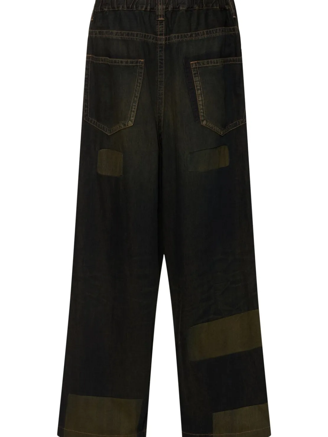 Jeans larghi in denim patchwork
