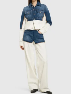 Jeans larghi Petit Grand in cotone trompe l'oeil