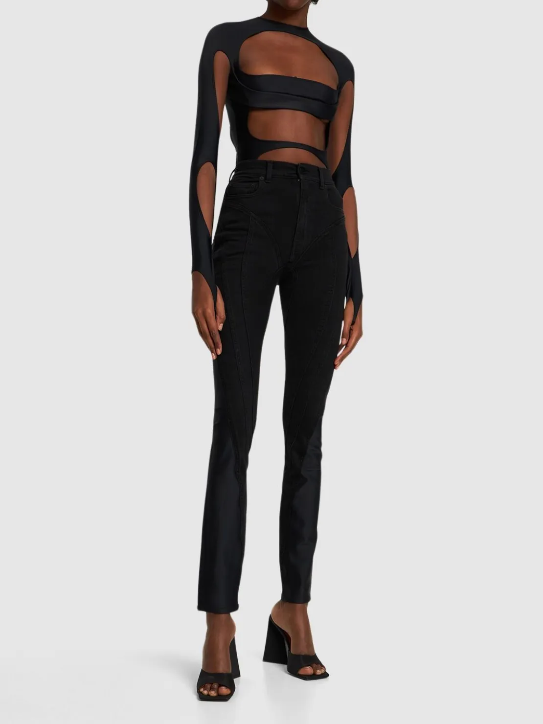 Jeans skinny in denim e jersey