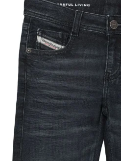 Jeans svasati in cotone stretch stonewashed