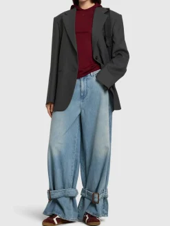 Jeans vita media boyfriend fit con fibbie