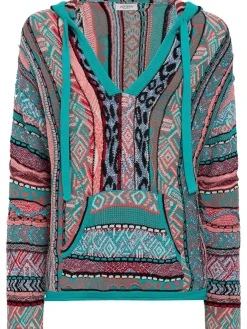 Knitted cotton blend hoodie