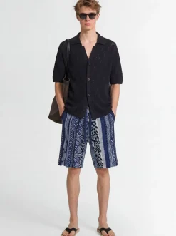 Knitted cotton blend shorts