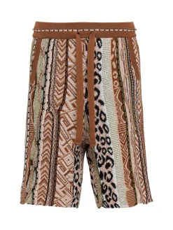 Knitted cotton blend shorts